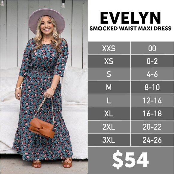 NEW NWT Tags LuLaRoe Evelyn Smocked Waist Maxi Dress Long Sleeve Animal Print - Picture 3 of 13